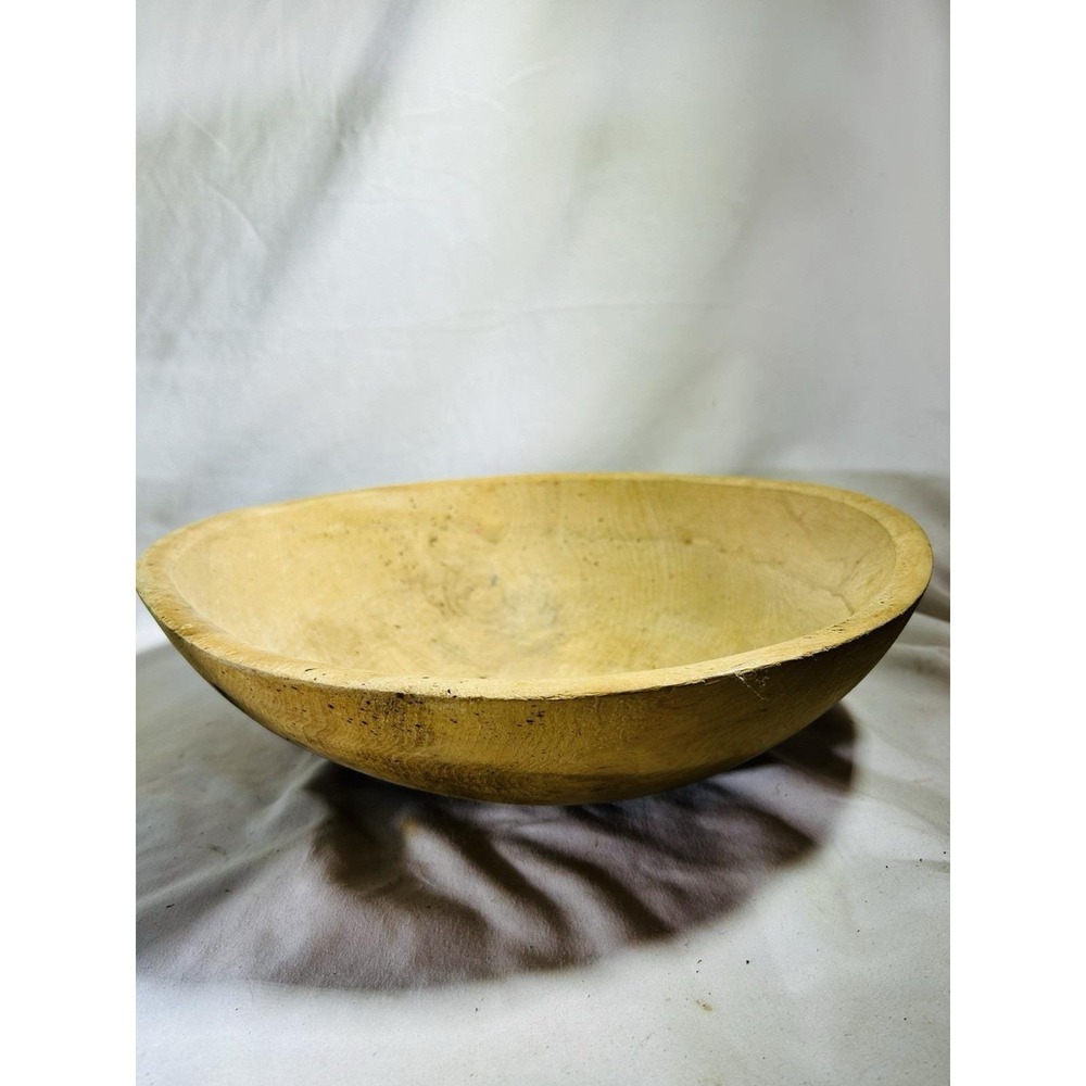 Vintage Wooden Carved Dough Fruit Bowl Collectible Display 13" Diameter